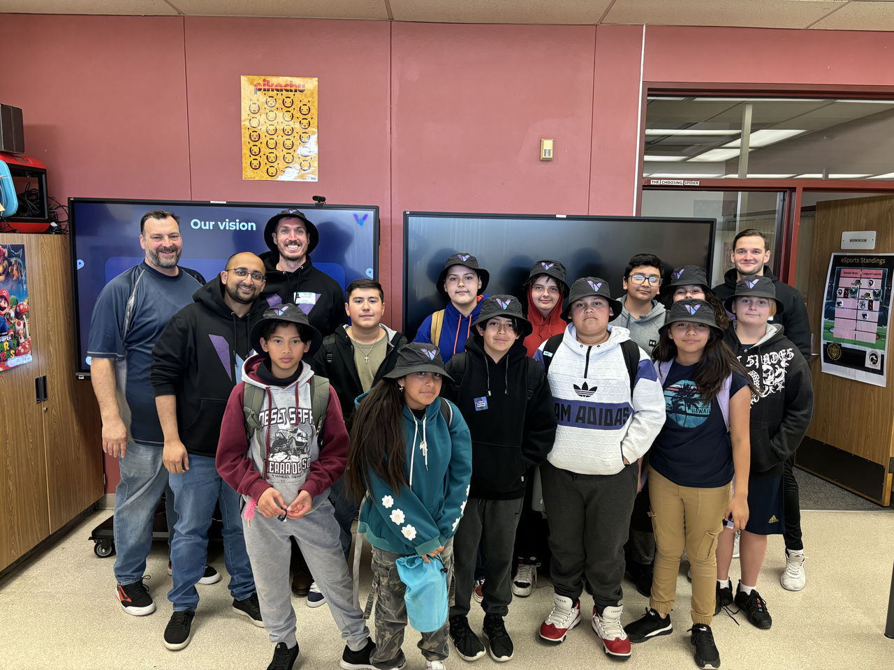 Sam Ward (back row, second from left) visits Valor students in Desert Springs, California.