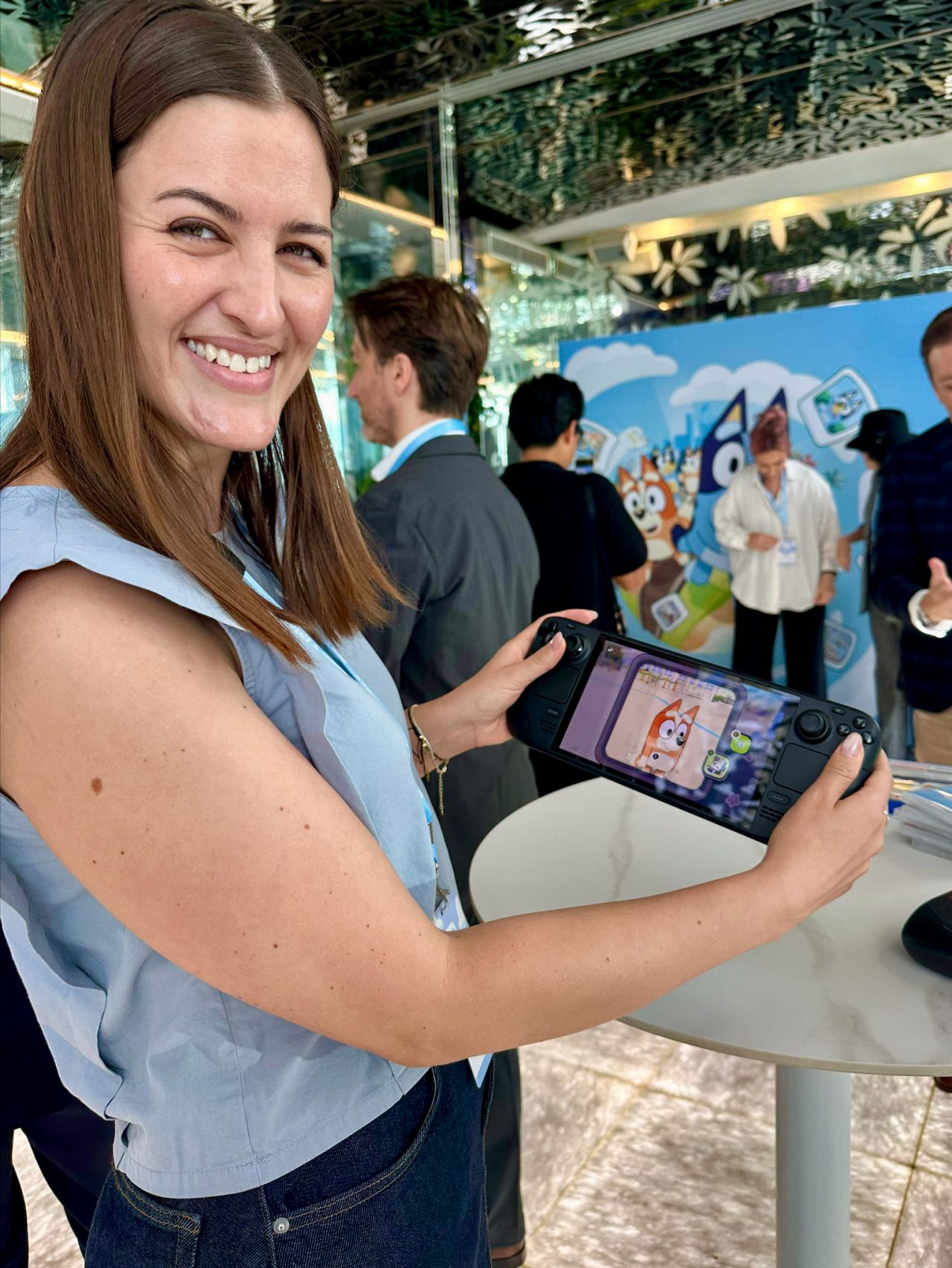 Bianca Pretorius playing the Bluey Snaps demo.