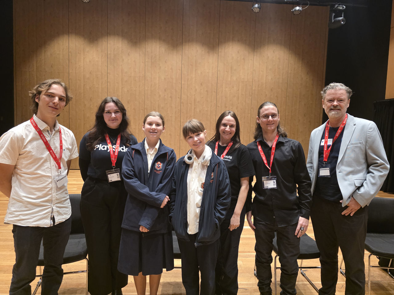 Tech Industry panelists Michelle, Jo, Aiden and Daniel with St Stephens students and ICT GISP Manager Jonathan Nalder